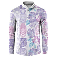 Christmas Aloha Hawaii Tiki Button Sweatshirt Hibiscus Winter Colors - Polynesian Pride