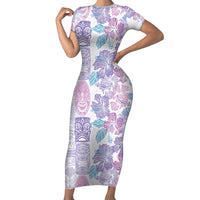 Christmas Aloha Hawaii Tiki Family Matching Short Sleeve Bodycon Dress and Hawaiian Shirt Hibiscus Winter Colors - Polynesian Pride