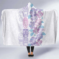 Christmas Aloha Hawaii Tiki Hooded Blanket Hibiscus Winter Colors - Polynesian Pride