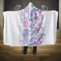 Christmas Aloha Hawaii Tiki Hooded Blanket Hibiscus Winter Colors - Polynesian Pride