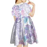 Christmas Aloha Hawaii Tiki Kid Short Sleeve Dress Hibiscus Winter Colors - Polynesian Pride