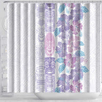 Christmas Aloha Hawaii Tiki Shower Curtain Hibiscus Winter Colors - Polynesian Pride