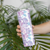 Christmas Aloha Hawaii Tiki Skinny Tumbler Hibiscus Winter Colors - Polynesian Pride