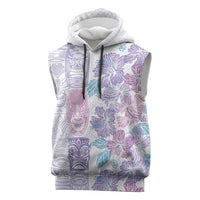 Christmas Aloha Hawaii Tiki Sleeveless Hoodie Hibiscus Winter Colors - Polynesian Pride