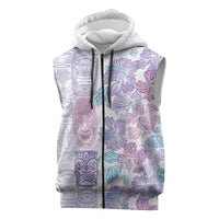 Christmas Aloha Hawaii Tiki Sleeveless Zip Hoodie Hibiscus Winter Colors - Polynesian Pride