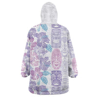 Christmas Aloha Hawaii Tiki Wearable Blanket Hoodie Hibiscus Winter Colors - Polynesian Pride