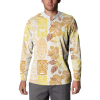 Christmas Aloha Hawaii Tiki Button Sweatshirt Hibiscus Autumn Colors - Polynesian Pride