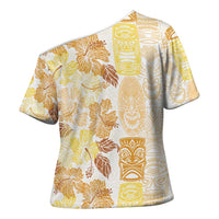 Christmas Aloha Hawaii Tiki Cross Shoulder Shirt Hibiscus Autumn Colors - Polynesian Pride