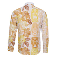 Christmas Aloha Hawaii Tiki Family Matching Off The Shoulder Long Sleeve Dress and Hawaiian Shirt Hibiscus Autumn Colors - Polynesian Pride