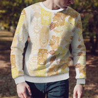 Christmas Aloha Hawaii Tiki Ugly Christmas Sweater Hibiscus Autumn Colors - Polynesian Pride