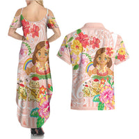 Aloha Hawaii Couples Matching Summer Maxi Dress and Hawaiian Shirt Kawaii Mele Kalikimaka - Pastel Fever