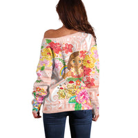 Aloha Hawaii Off Shoulder Sweater Kawaii Mele Kalikimaka - Pastel Fever
