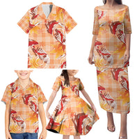 Orange Palaka Hawaii Aloha Family Matching Puletasi and Hawaiian Shirt Koi Pond Mix Japanese Maple LT7 - Polynesian Pride