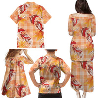 Orange Palaka Hawaii Aloha Family Matching Puletasi and Hawaiian Shirt Koi Pond Mix Japanese Maple LT7 - Polynesian Pride
