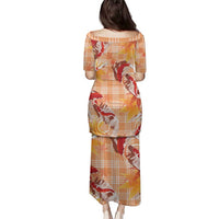 Orange Palaka Hawaii Aloha Family Matching Puletasi and Hawaiian Shirt Koi Pond Mix Japanese Maple - Polynesian Pride