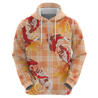 Orange Palaka Hawaii Aloha Hoodie Koi Pond Mix Japanese Maple - Polynesian Pride