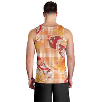 Orange Palaka Hawaii Aloha Men Tank Top Koi Pond Mix Japanese Maple - Polynesian Pride