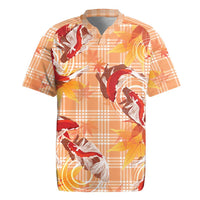 Orange Palaka Hawaii Aloha Rugby Jersey Koi Pond Mix Japanese Maple - Polynesian Pride