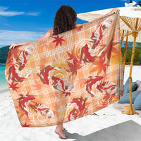 Orange Palaka Hawaii Aloha Sarong Koi Pond Mix Japanese Maple - Polynesian Pride
