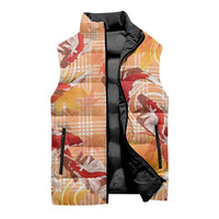 Orange Palaka Hawaii Aloha Sleeveless Puffer Jacket Koi Pond Mix Japanese Maple - Polynesian Pride