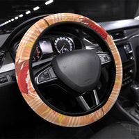 Orange Palaka Hawaii Aloha Steering Wheel Cover Koi Pond Mix Japanese Maple - Polynesian Pride