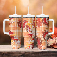 Orange Palaka Hawaii Aloha Tumbler With Handle Koi Pond Mix Japanese Maple - Polynesian Pride