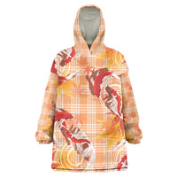 Orange Palaka Hawaii Aloha Wearable Blanket Hoodie Koi Pond Mix Japanese Maple - Polynesian Pride