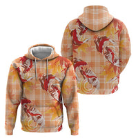 Orange Palaka Hawaii Aloha Zip Hoodie Koi Pond Mix Japanese Maple - Polynesian Pride