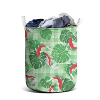 Lime Palaka Hawaii Aloha Laundry Basket Koi Pond Mix Monstera - Polynesian Pride