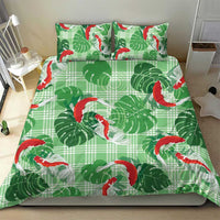 Lime Palaka Hawaii Aloha Bedding Set Koi Pond Mix Monstera - Polynesian Pride