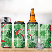 Lime Palaka Hawaii Aloha 4 in 1 Can Cooler Tumbler Koi Pond Mix Monstera - Polynesian Pride