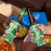 Lime Palaka Hawaii Aloha 4 in 1 Can Cooler Tumbler Koi Pond Mix Monstera - Polynesian Pride