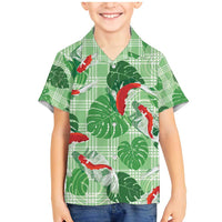 Lime Palaka Hawaii Aloha Family Matching Mermaid Dress and Hawaiian Shirt Koi Pond Mix Monstera - Polynesian Pride