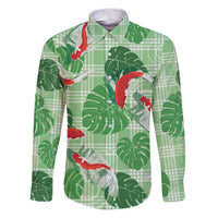 Lime Palaka Hawaii Aloha Family Matching Puletasi and Hawaiian Shirt Koi Pond Mix Monstera - Polynesian Pride