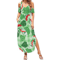 Lime Palaka Hawaii Aloha Family Matching Summer Maxi Dress and Hawaiian Shirt Koi Pond Mix Monstera LT7 Lime Green - Polynesian Pride