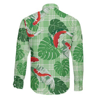 Lime Palaka Hawaii Aloha Family Matching Tank Maxi Dress and Hawaiian Shirt Koi Pond Mix Monstera LT7 - Polynesian Pride