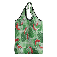 Lime Palaka Hawaii Aloha Grocery Bag Koi Pond Mix Monstera - Polynesian Pride
