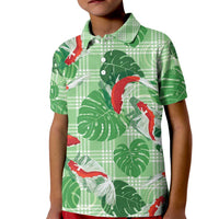 Lime Palaka Hawaii Aloha Kid Polo Shirt Koi Pond Mix Monstera - Polynesian Pride