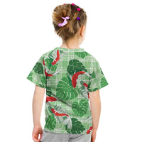 Lime Palaka Hawaii Aloha Kid T Shirt Koi Pond Mix Monstera - Polynesian Pride