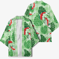 Lime Palaka Hawaii Aloha Kimono Koi Pond Mix Monstera - Polynesian Pride