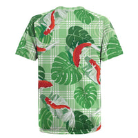 Lime Palaka Hawaii Aloha Rugby Jersey Koi Pond Mix Monstera - Polynesian Pride