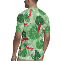 Lime Palaka Hawaii Aloha Rugby Jersey Koi Pond Mix Monstera - Polynesian Pride
