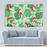 Lime Palaka Hawaii Aloha Tapestry Koi Pond Mix Monstera - Polynesian Pride