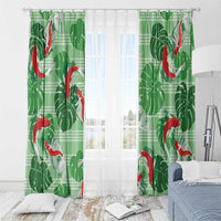 Lime Palaka Hawaii Aloha Window Curtain Koi Pond Mix Monstera - Polynesian Pride