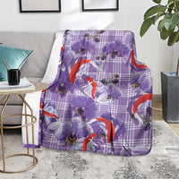 Lavender Palaka Hawaii Aloha Blanket Koi Pond Mix Orchids - Polynesian Pride