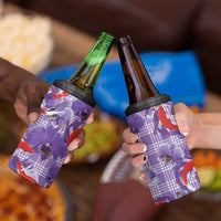 Lavender Palaka Hawaii Aloha 4 in 1 Can Cooler Tumbler Koi Pond Mix Orchids - Polynesian Pride