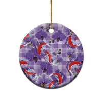 Lavender Palaka Hawaii Aloha Ceramic Ornament Koi Pond Mix Orchids - Polynesian Pride