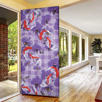Lavender Palaka Hawaii Aloha Door Cover Koi Pond Mix Orchids - Polynesian Pride