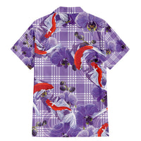 Lavender Palaka Hawaii Aloha Family Matching Mermaid Dress and Hawaiian Shirt Koi Pond Mix Orchids LT7 - Polynesian Pride