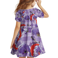 Lavender Palaka Hawaii Aloha Family Matching Off Shoulder Maxi Dress and Hawaiian Shirt Koi Pond Mix Orchids LT7 - Polynesian Pride